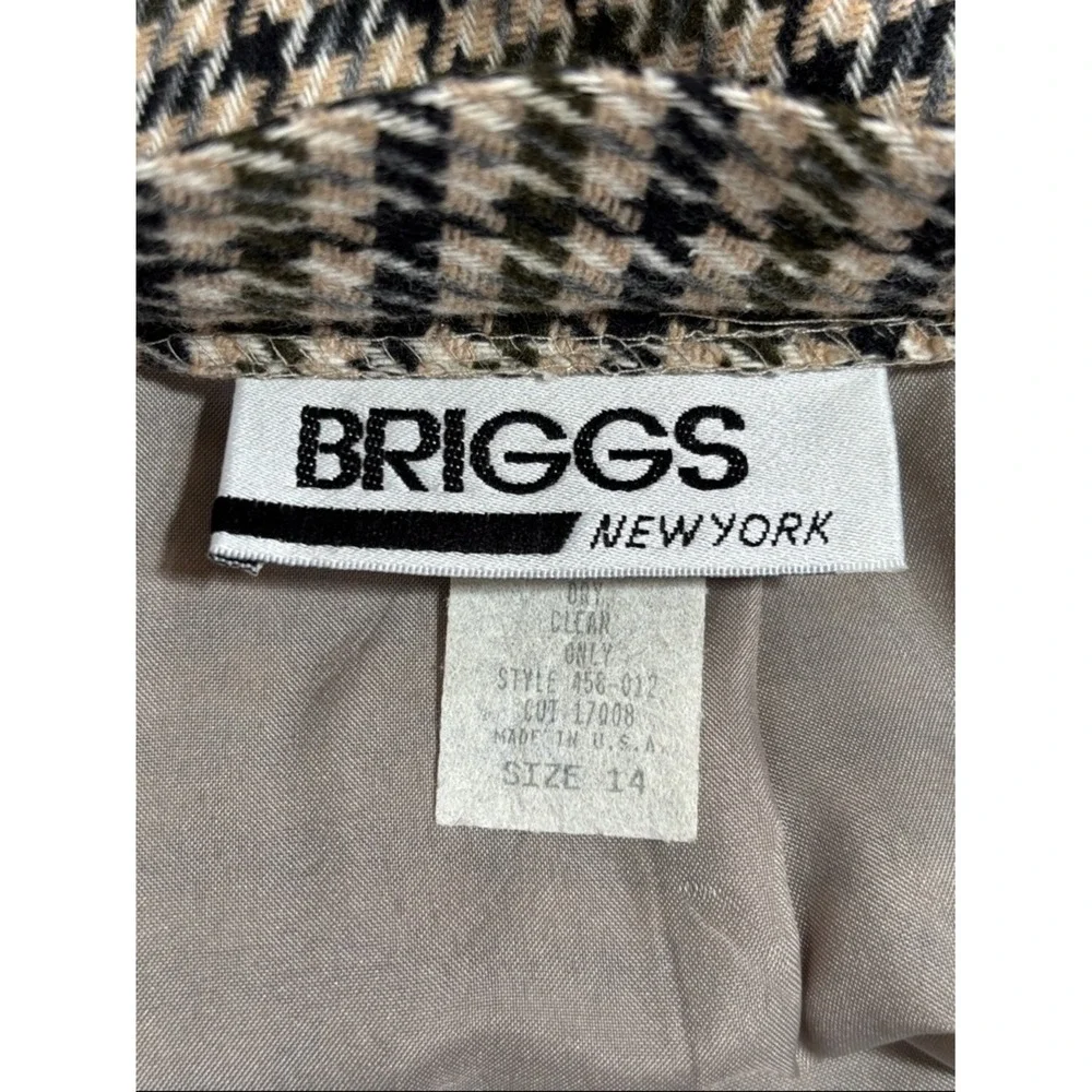 VTG Briggs New York Women's Size 14 Black‎ Cream Wool Houndstooth Pencil Skirt